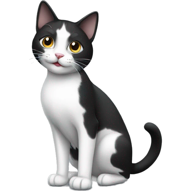 black & white cat  female happy full body emoji