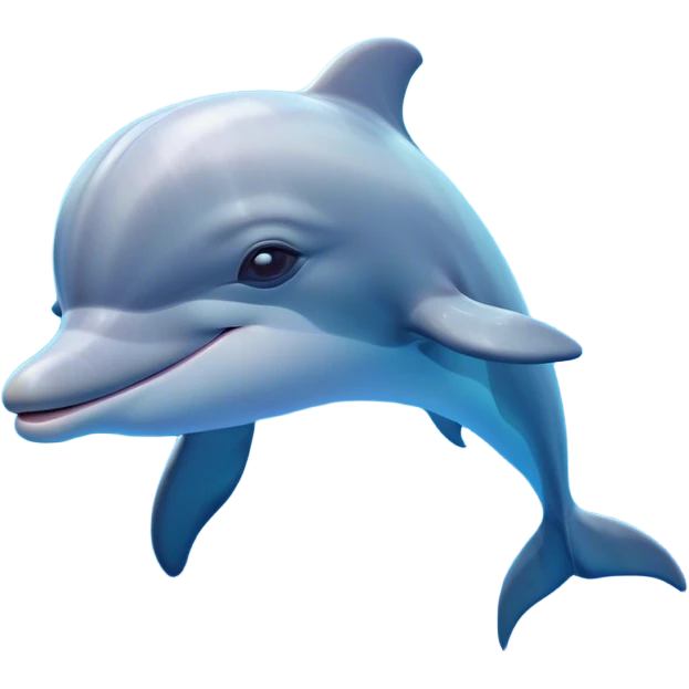 Cinematic Dreamy Dolphin Portrait Emoji, Floating serenely in a gentle sea of soft light, with a relaxed, streamlined body and half-closed, drowsy eyes that reflect a peaceful underwater lullaby, and a subtle, contented smile, Simplified yet irresistibly adorable features, highly detailed, glowing with a soft, dreamy aquatic radiance, high shine, calm and enchanting, stylized with an air of sleepy marine wonder, soft glowing outline, capturing the essence of a super cute dolphin that appears ready to drift into a sweet, soothing nap! emoji