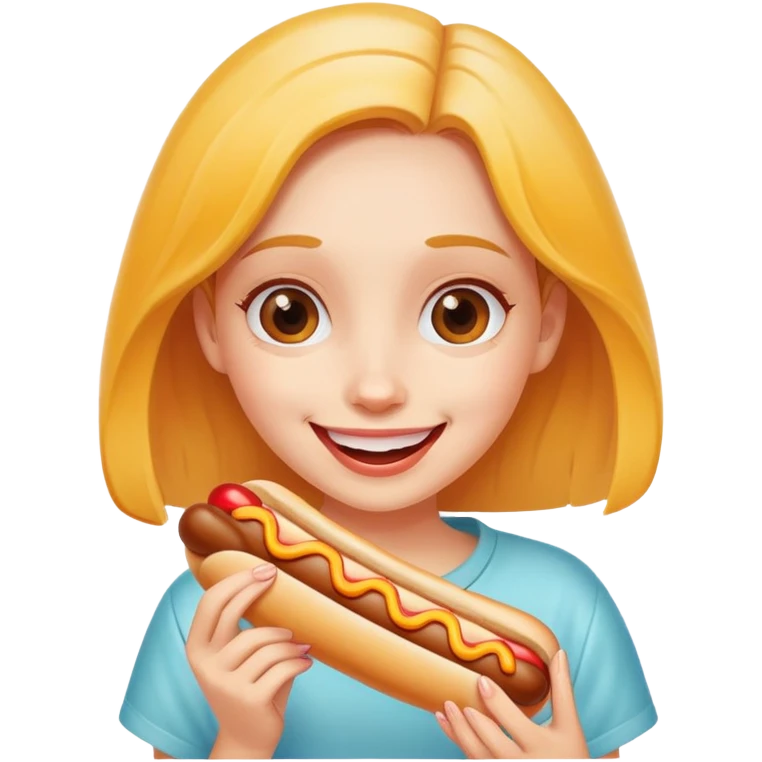 Girl eating hotdog emoji