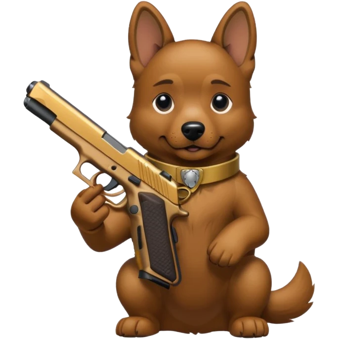 A dog holding a Glock  emoji