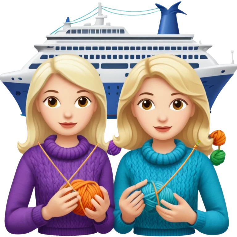 white ladies knitting on a cruise ship emoji