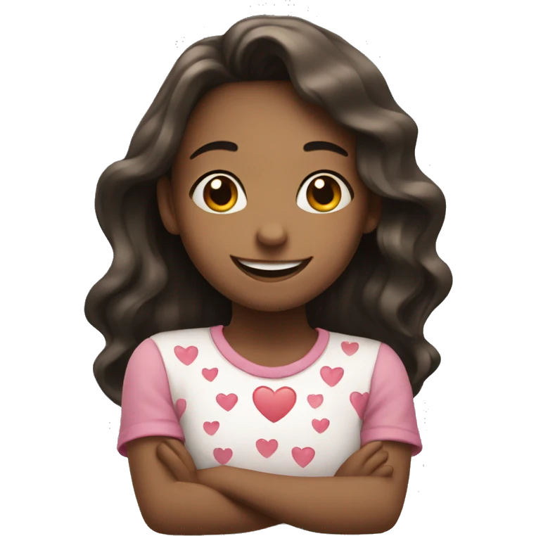 Girl smiling with hearts emoji