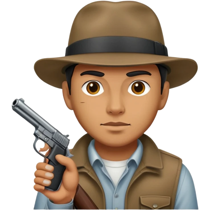 Man with Detroit hat with gun in hand  emoji