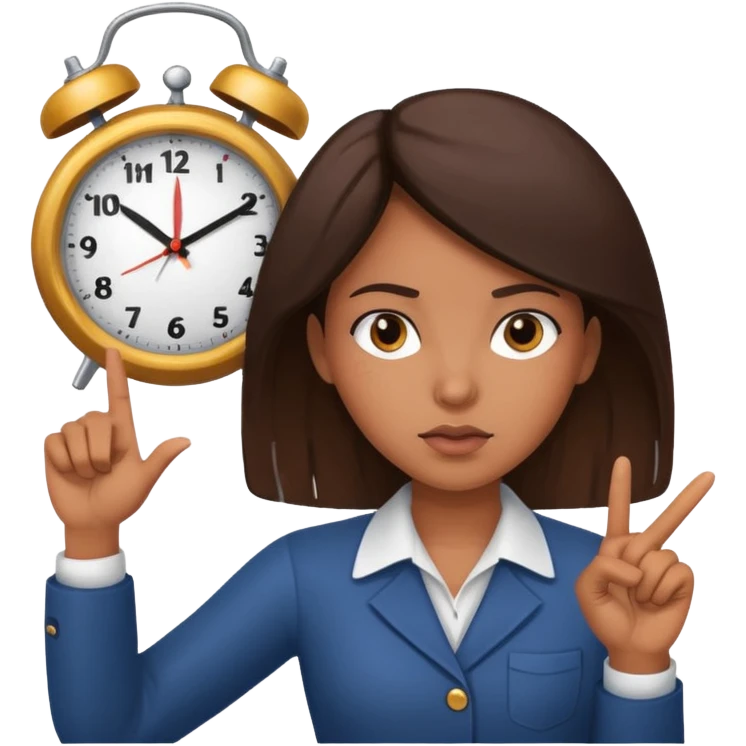 Latina girl pointing at a clock emoji