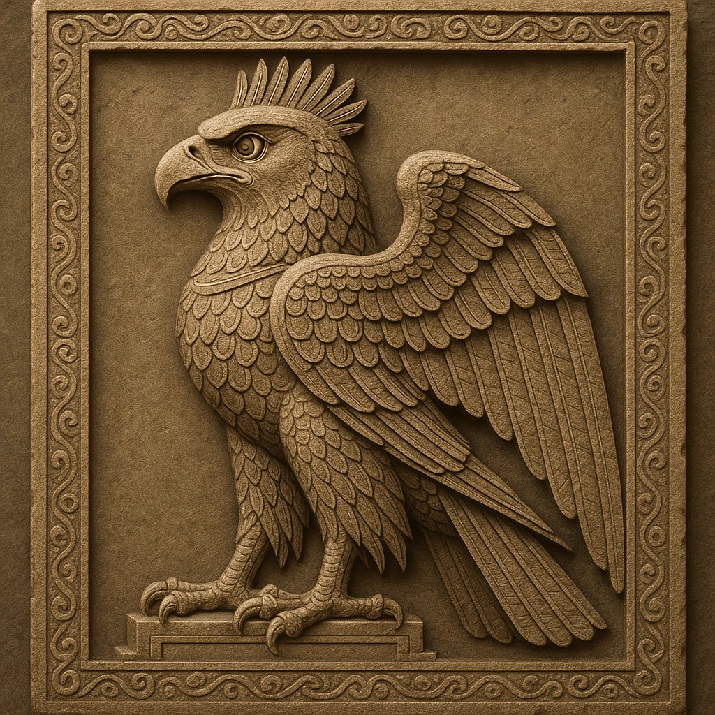 Eagle of Cyrus the Great, majestic, ancient Persian style, regal and powerful, intricate details emoji