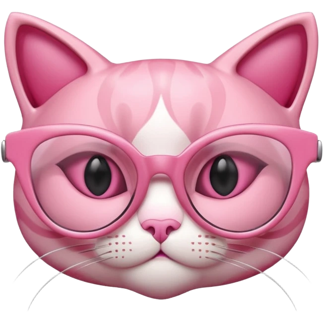 A 3D cartoon rose-pink cat-eye shaped spectacle, glossy curved frame, soft reflections, isolated on plain background. only glasses. emoji