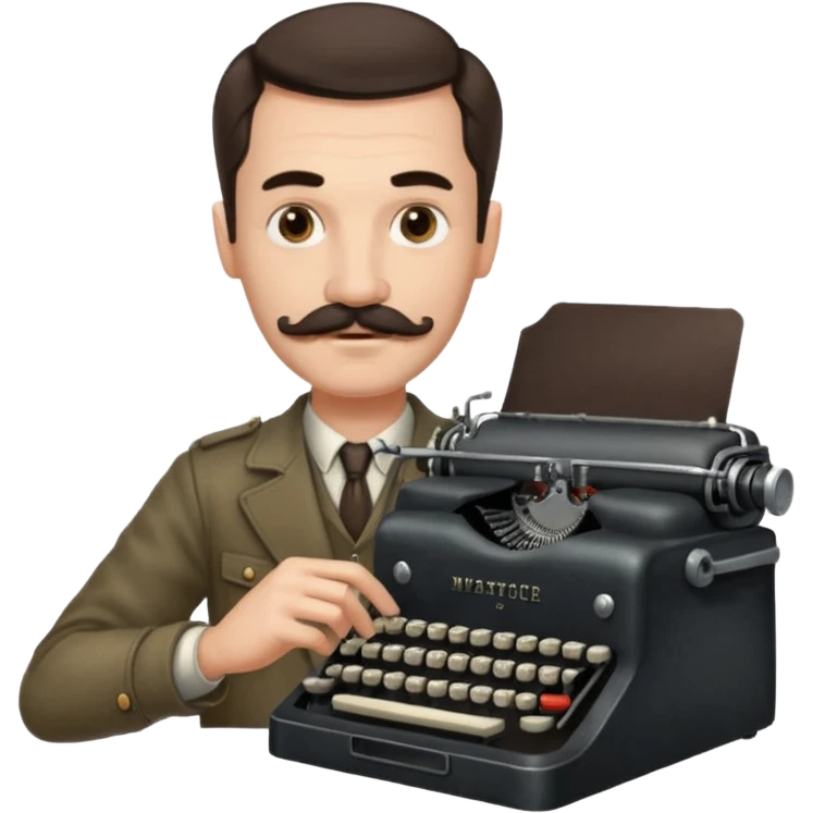 moustache man with vintage typewriter emoji