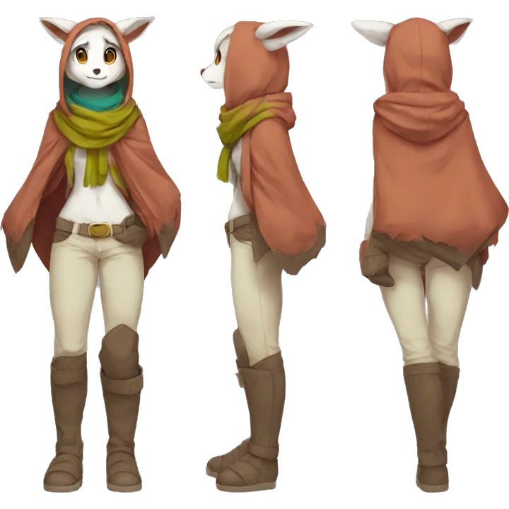 Anthro Sona Fakemon with a scarf and a hood Full Body emoji