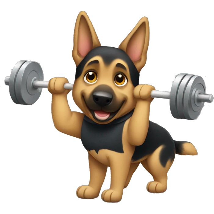 German shepherd lifting weights emoji