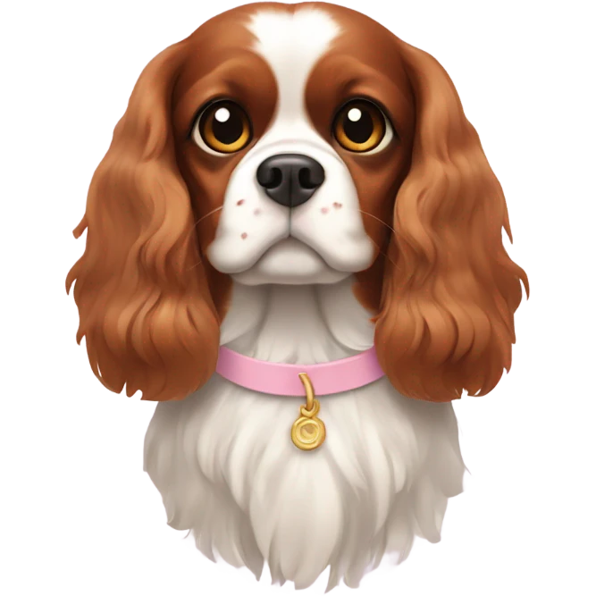 a king charles spaniel with a light pink collar emoji