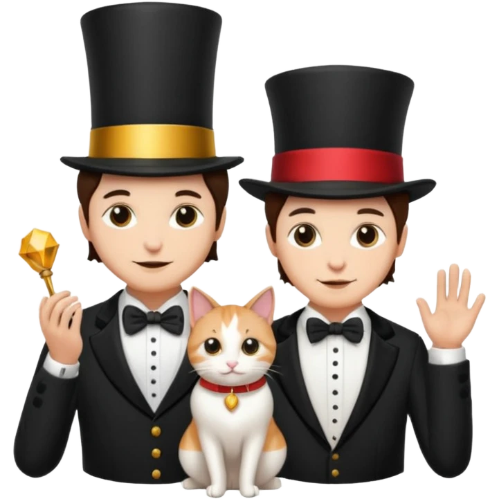magician couple and their pet cat emoji