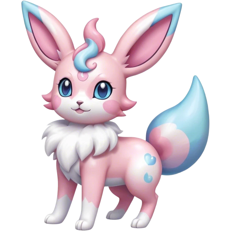 Kawaii Gorgeous Beautiful Shiny Sparkly Sylveon-Pokémon full body emoji