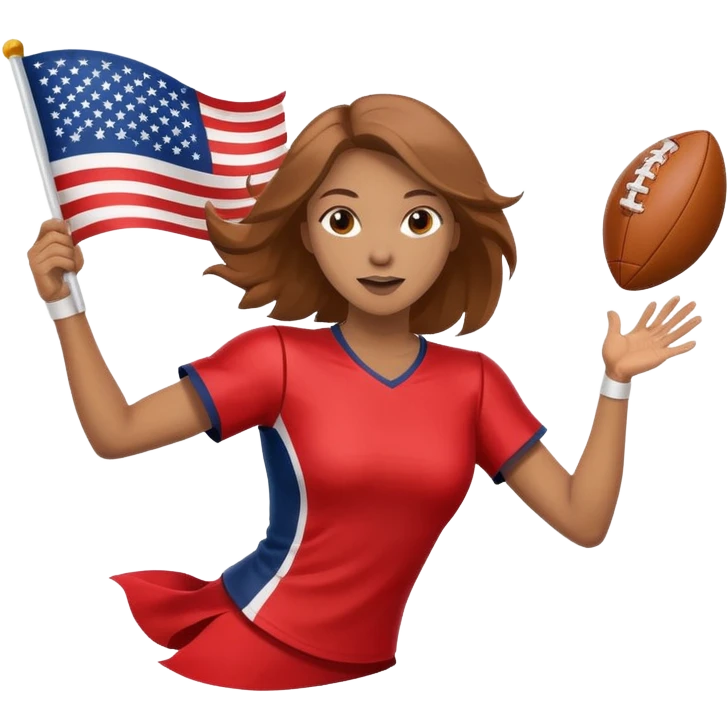 woman catching a flag football, dynamic action emoji