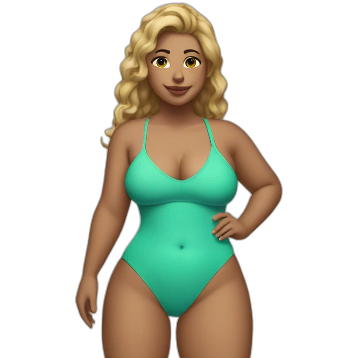 Slim-Thicc caucasian woman swimsuit posing emoji