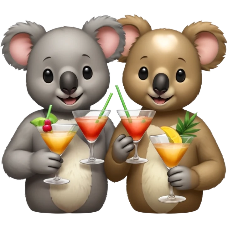 Koala and bear drinking cocktails emoji