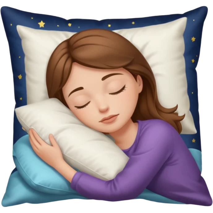 sleeping beauty brown-haired white girl peaceful sleep silk pillow emoji