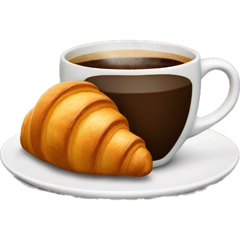 Coffee with croissant emoji