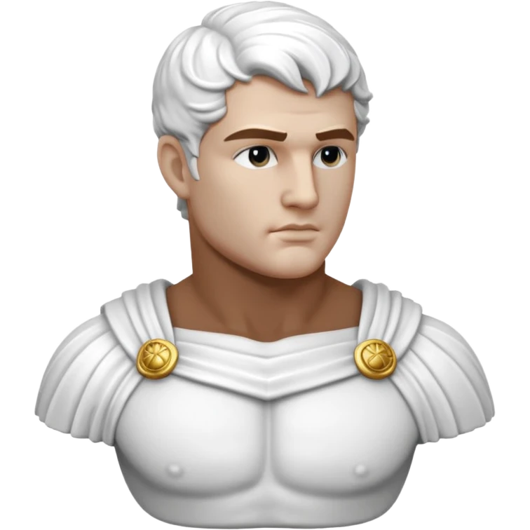 white classical roman bust, hunky, white stone face,  white stone, no other colours than white emoji