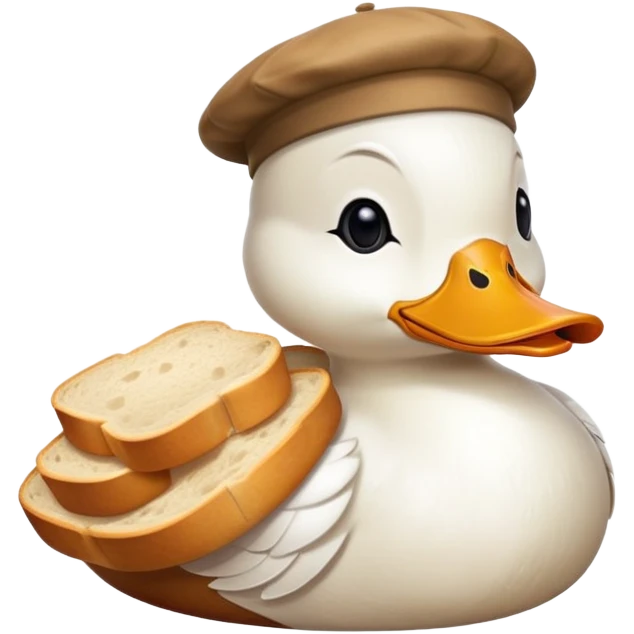 duck wearing bread as a hat emoji