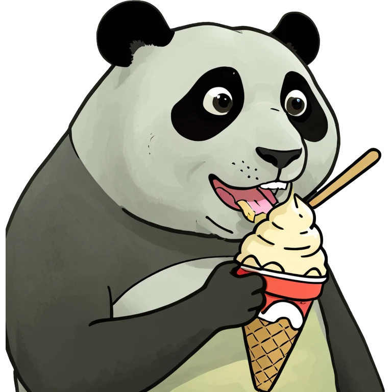 Panda eating ice cream emoji