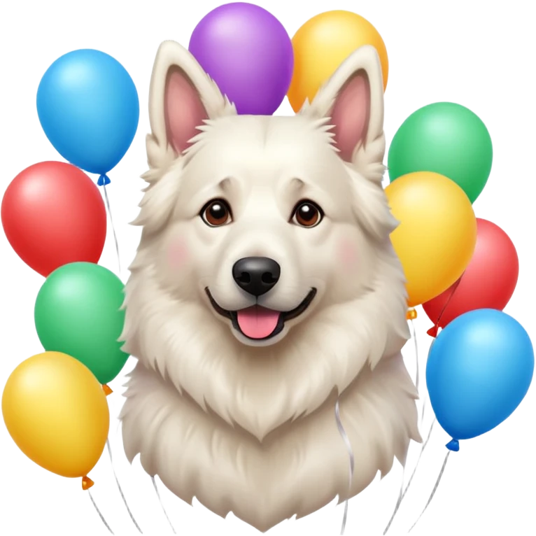 White belgian Shepard In the middle of autumn with Balloons
 emoji