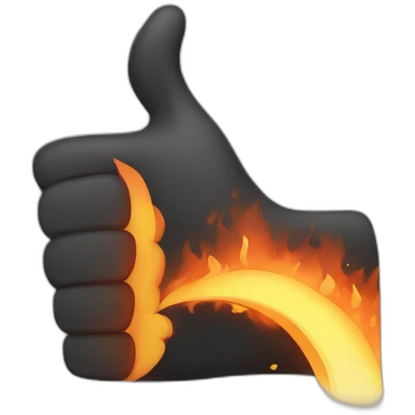 thumb-up-with-a-hand-in-fire-side emoji