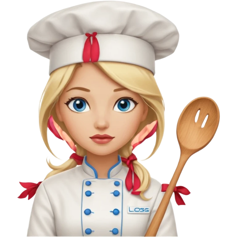Beautiful, sexy,  long blonde hair, blue eyed, full lips female chefarms folded  emoji