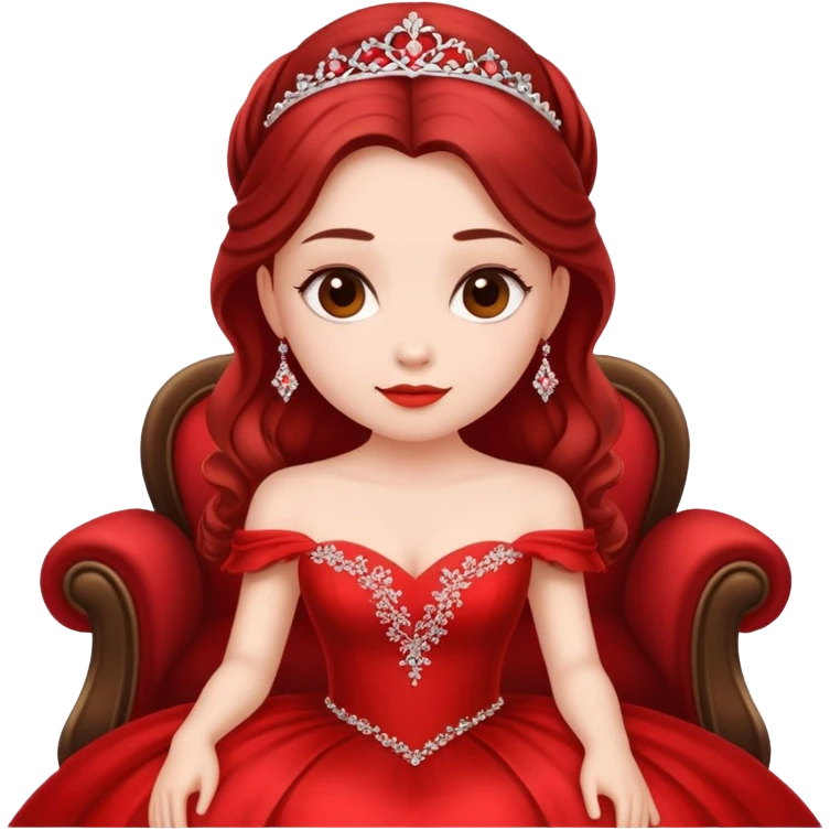 A beautiful girl wearing a red wedding dress sitting emoji