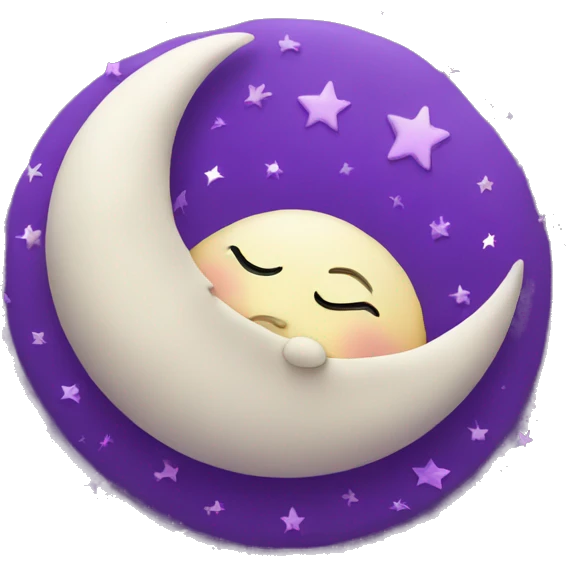 Sleeping moon with purple stars emoji