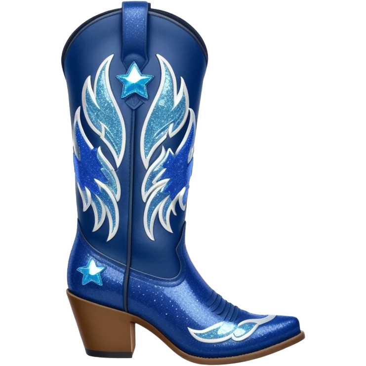 Realistic navy blue fashion cowgirl boots with sparkly shiny glitter fringe emoji