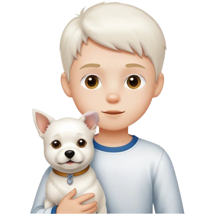 little boy with white dog emoji