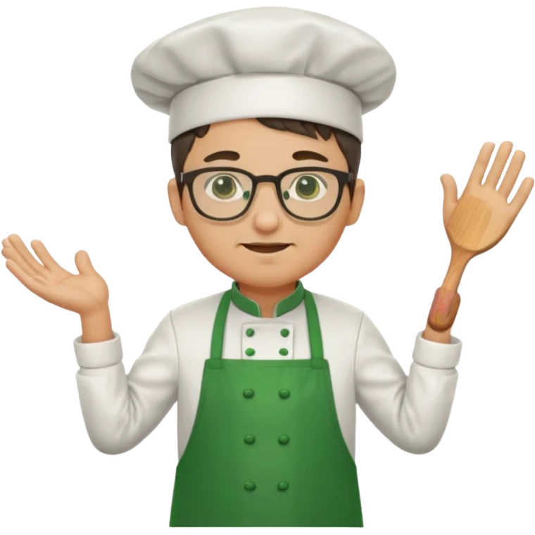 chef with green apron, wearing glasses emoji