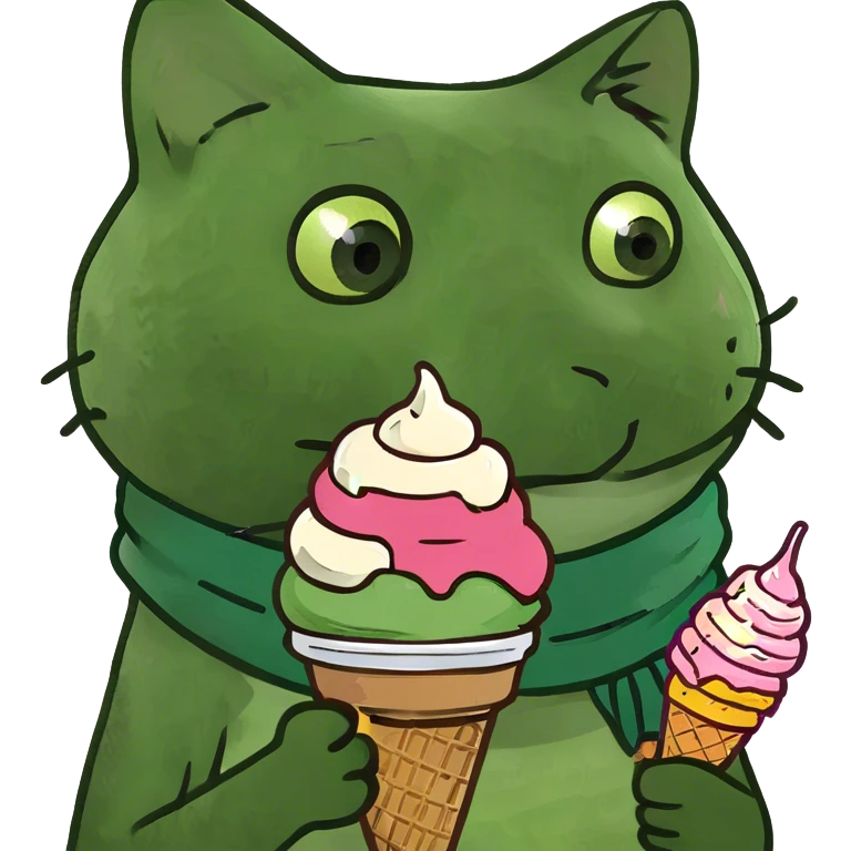 Kitty eating ice cream emoji