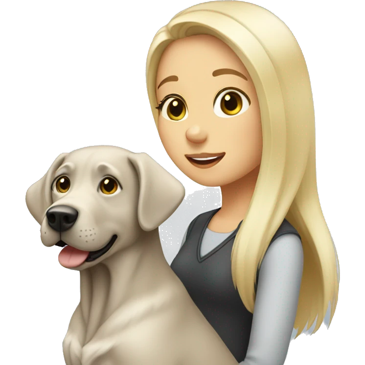 Blonde girl with a silver lab emoji