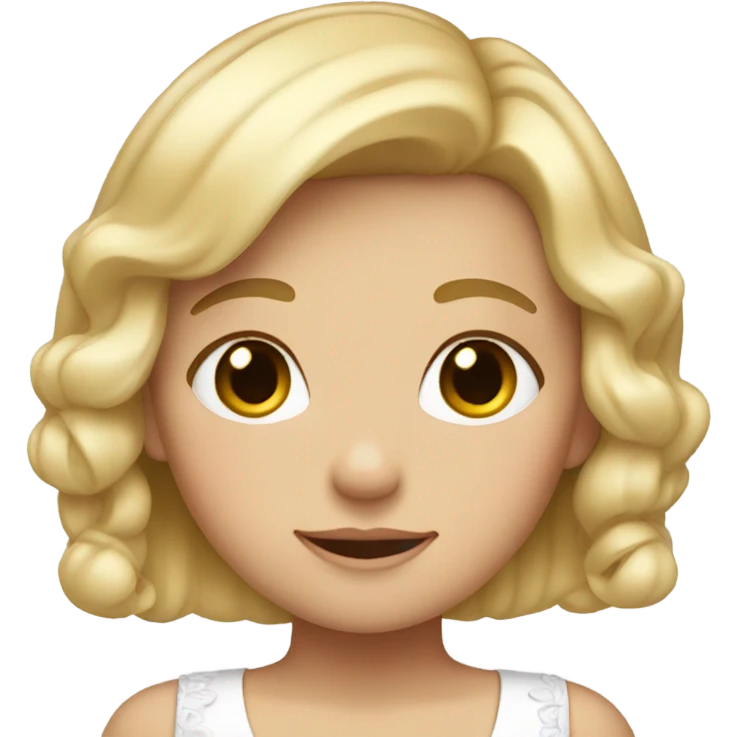 A short girl with short blonde hair and a white bow emoji