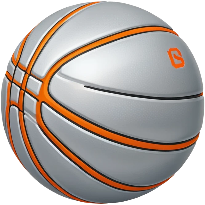 shiny silver basketball with orange seams, metallic silver material, reflective surface emoji