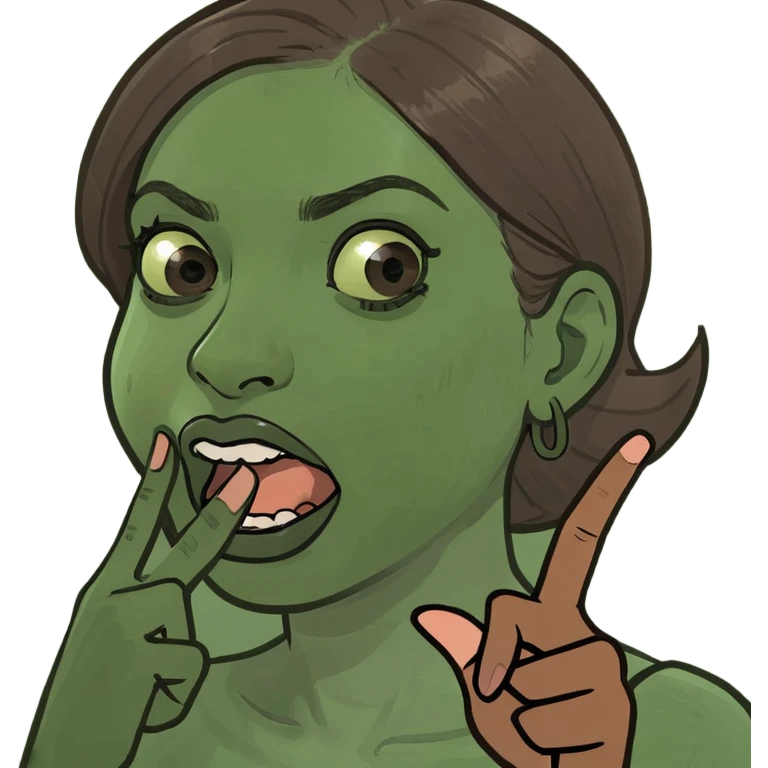 Brown Girl Eye rolled annoying finger in mouth gagging  emoji
