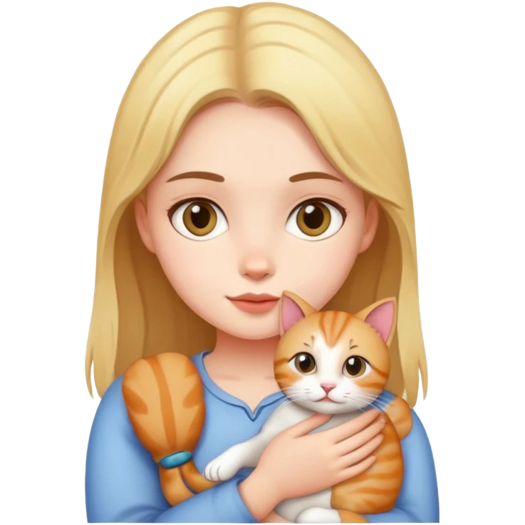 A girl holding a cat  emoji