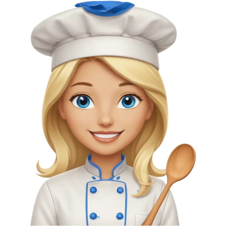 Sexy Long Blonde hair blue eyed female chef emoji