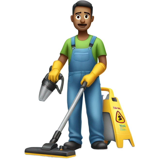 Man house cleaning emoji