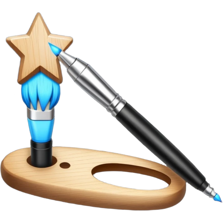 combine painting brush pen with shiny stars emoji