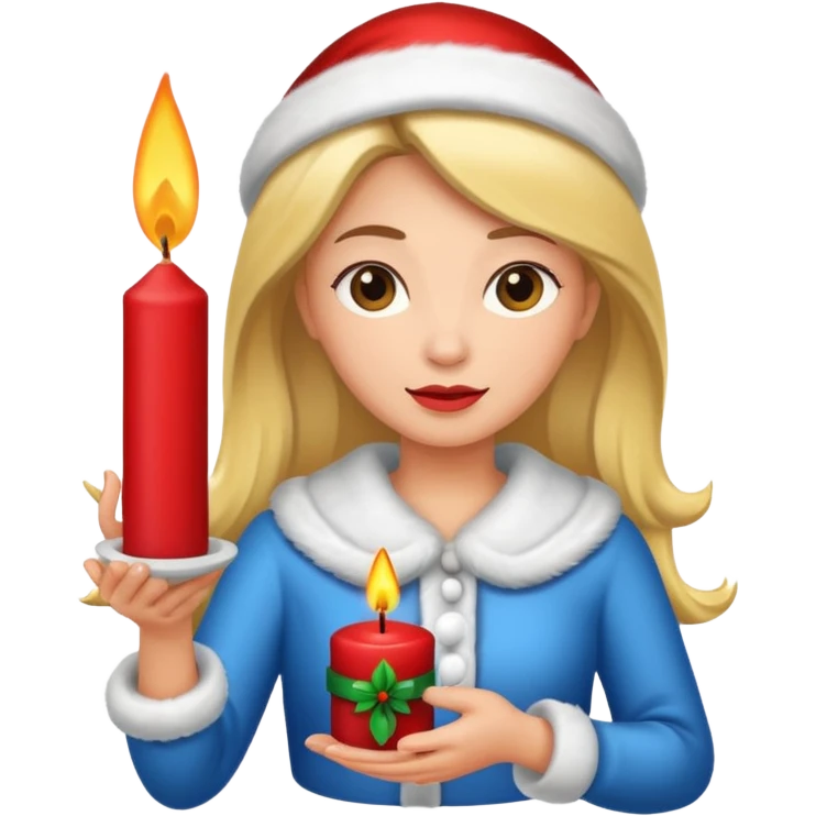 woman holding christmass ornamented candle emoji