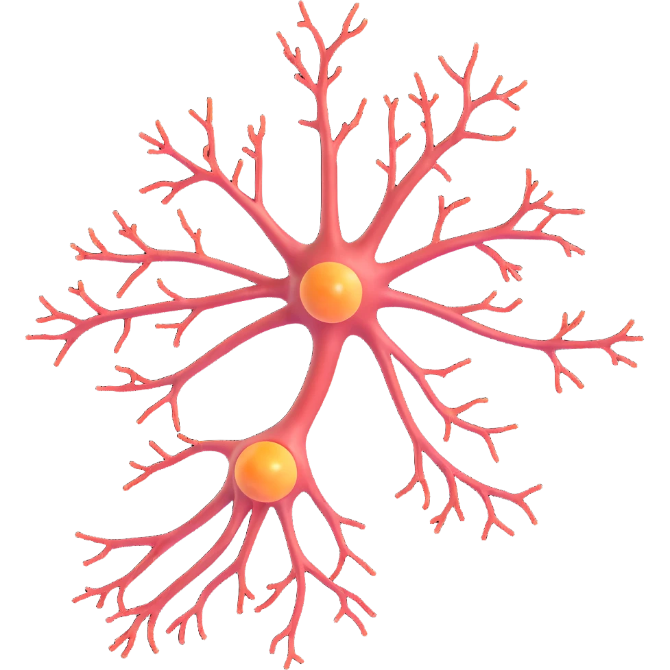 anatomical illustration of a neuron with neuroprotective elements, detailed, clear anatomy emoji