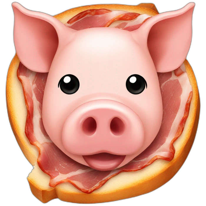 pig cutted on a bacon emoji