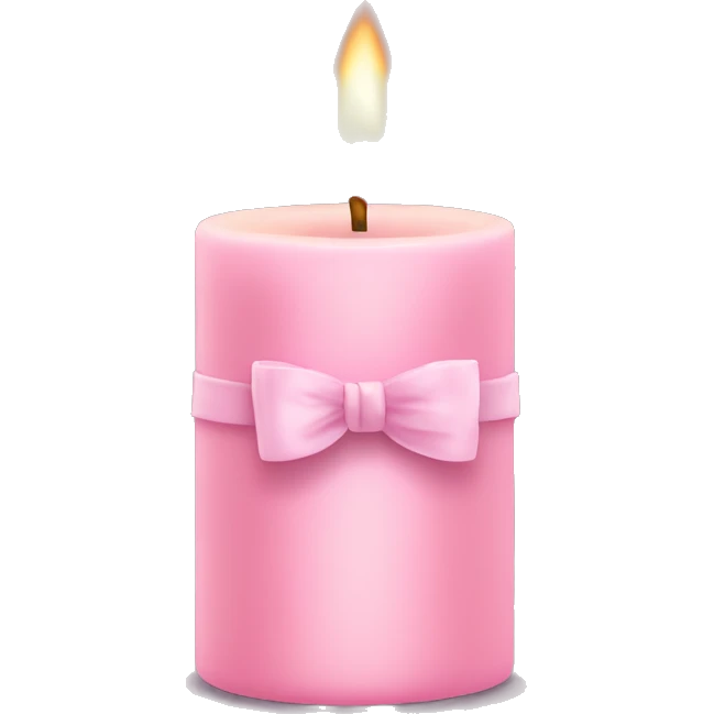 pastel pink candle, with pink bow emoji