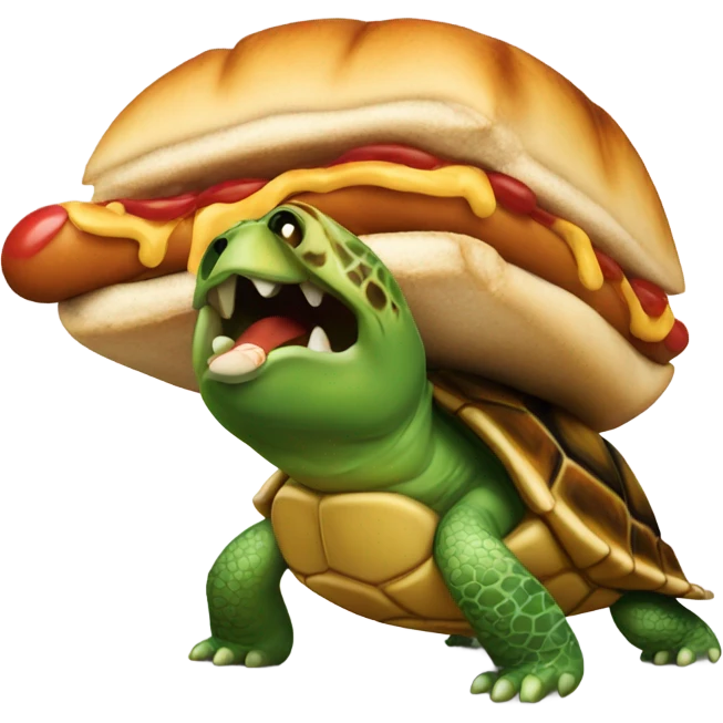 Turtle with a hotdog emoji