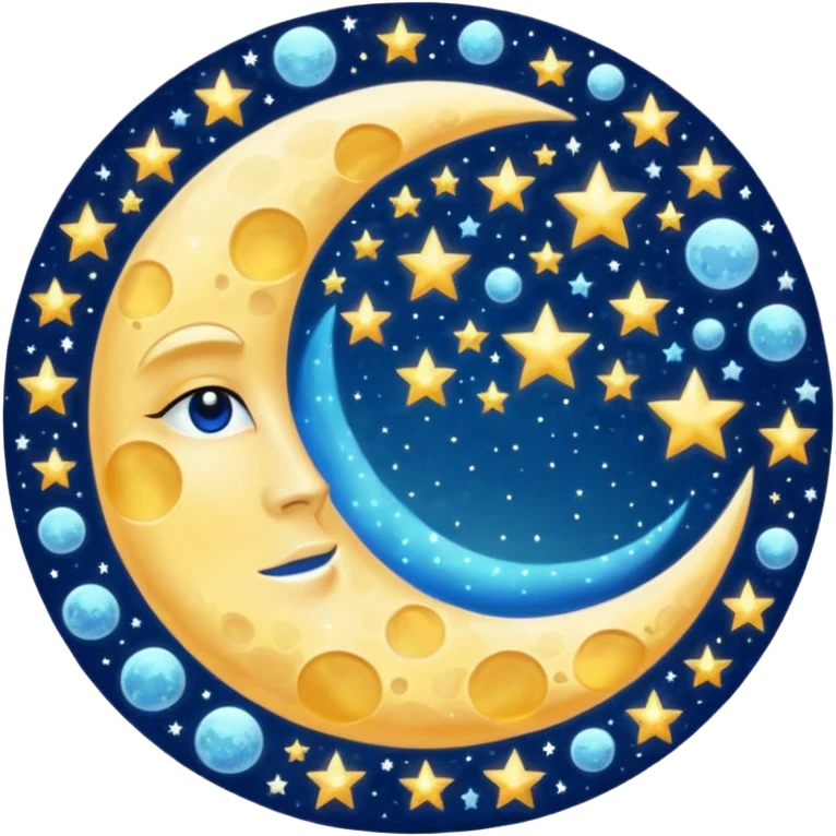 Glitter cian moon emoji
