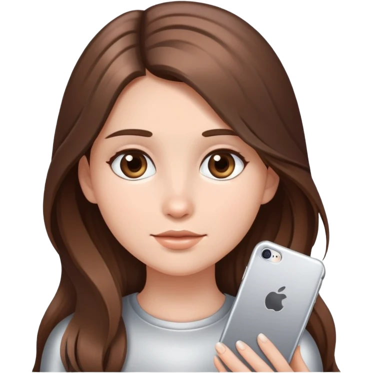 A girl with long brown hair holding a Silver gradient emoji