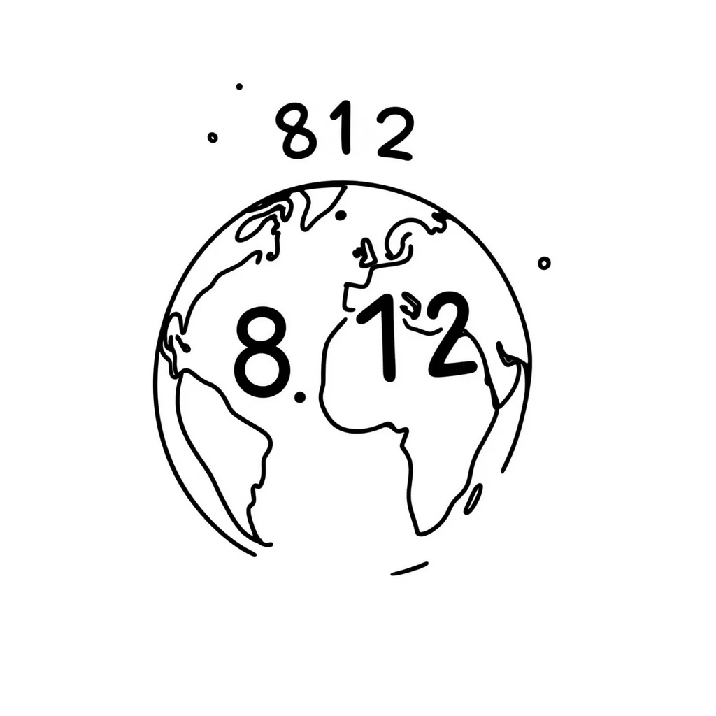 Earth globe with continents shaped like 812 and "812" text label on the globe emoji