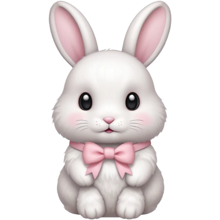 White bunny with light pink bow around its neck facing the side emoji